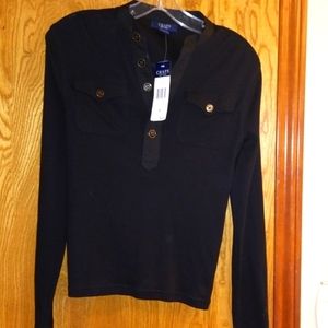 Chaps NWT Black henley knit shirt